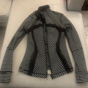 Lululemon, black and white striped zip up jacket